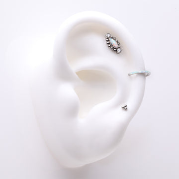 3 Pcs of Assorted Titanium Bali Beaded Marquise Fire Opal Stud & Clicker Package